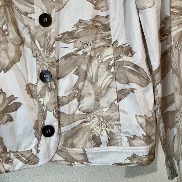 Chico's Additions Womens Beige Floral Button-Front Lightweight Jacket Size 1 - Picture 2 of 8
